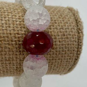 NWT Styled by Christa handmade white and red stretch bracelet